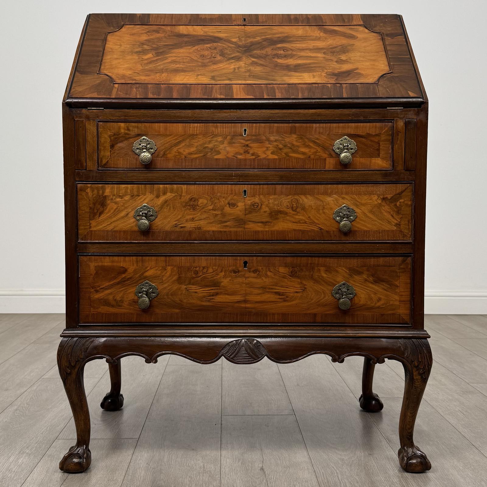 Antique 20th Century Edwardian Bureau In Figured Walnut (1 of 13) Antique 20th Century Edwardian Bureau In Figured Walnut (1 of 13)