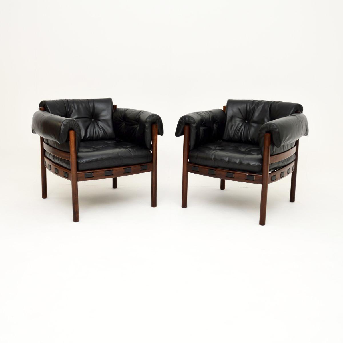Pair of Vintage Swedish Leather & Rosewood Armchairs by Sven Ellekaer (1 of 12) Pair of Vintage Swedish Leather & Rosewood Armchairs by Sven Ellekaer (1 of 12)