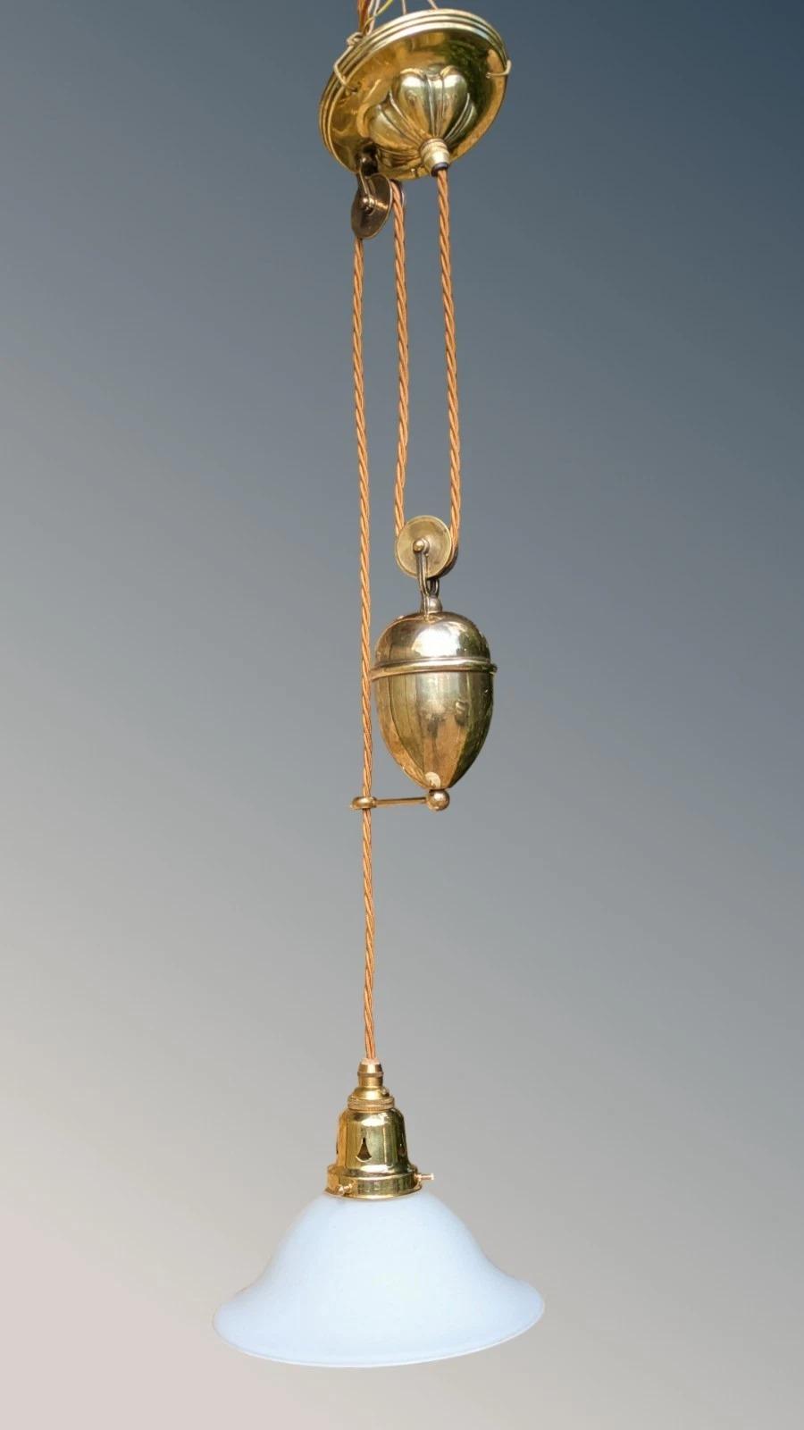 Antique Solid Brass Rise & Fall Light (1 of 8)