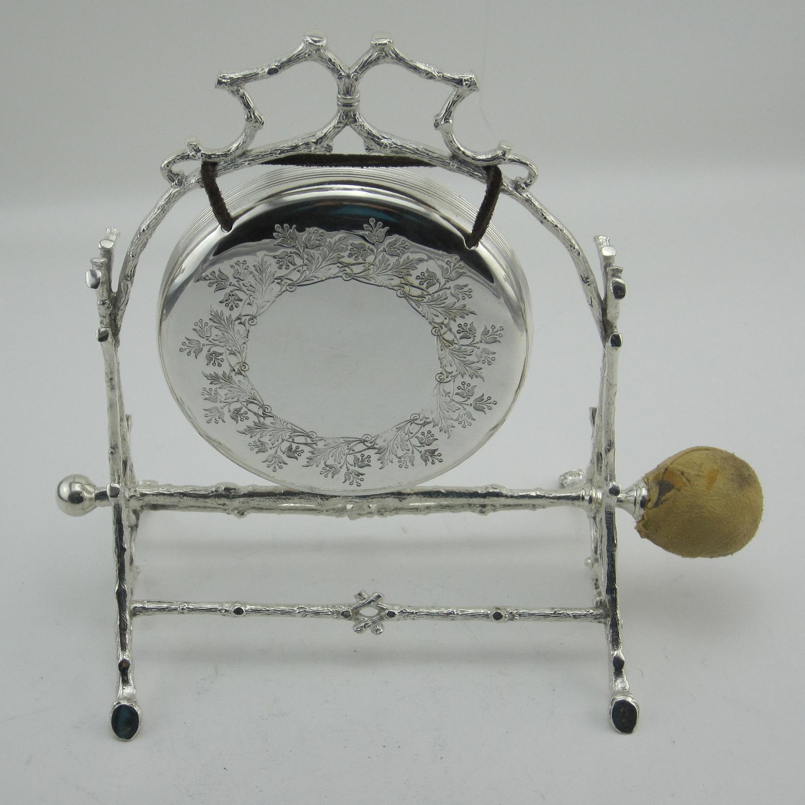 Decorative Victorian Rustic Style Silver Plated Table Gong (1 of 5)