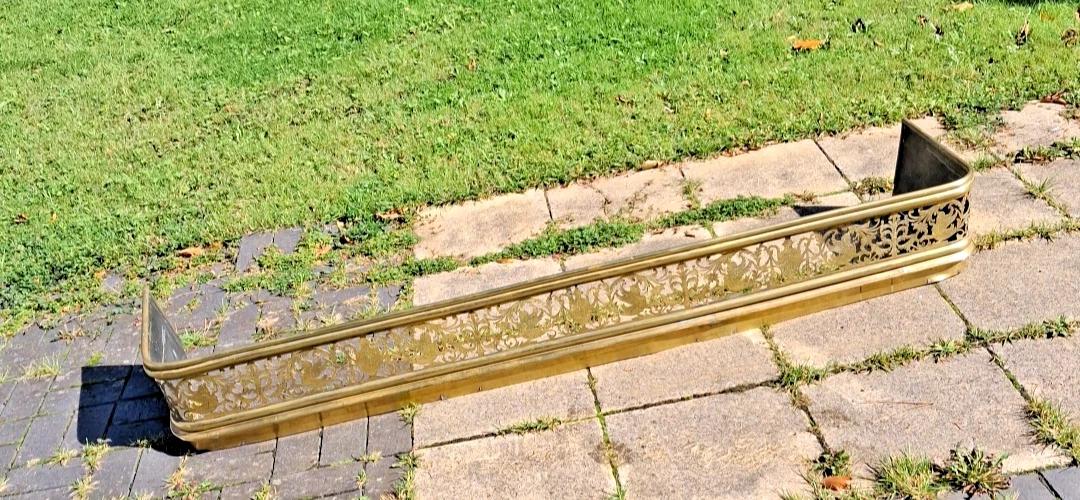 Antique Brass Fire Fender with Mythical Creatures and Urns (1 of 7)