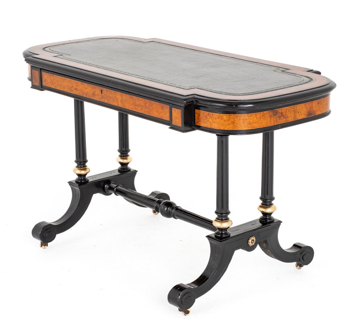 Good Quality Burr Walnut & Ebonised Writing Table (1 of 8)