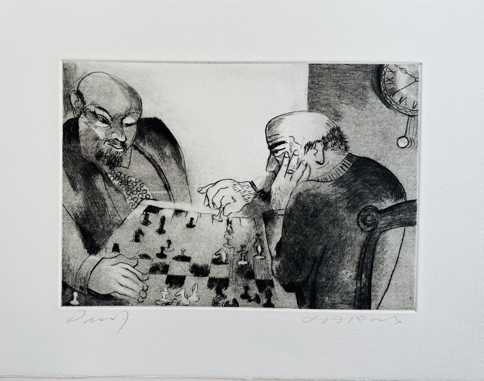Original Etching ‘chess Players’ by Roland Jarvis 1926-2016. Artists Proof Copy. Signed. C.1965 (1 of 1) Original Etching ‘chess Players’ by Roland Jarvis 1926-2016. Artists Proof Copy. Signed. C.1965 (1 of 1)