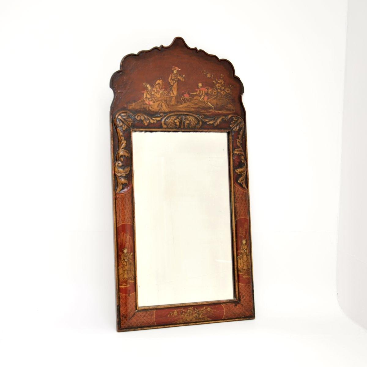 Antique Georgian Period Lacquered Chinoiserie Mirror (1 of 10)