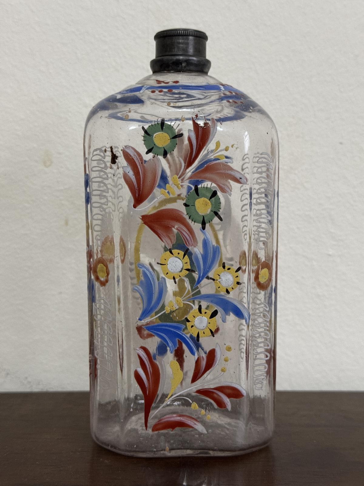 18th Century German Clear Glass Decorated Bottle (1 of 10)