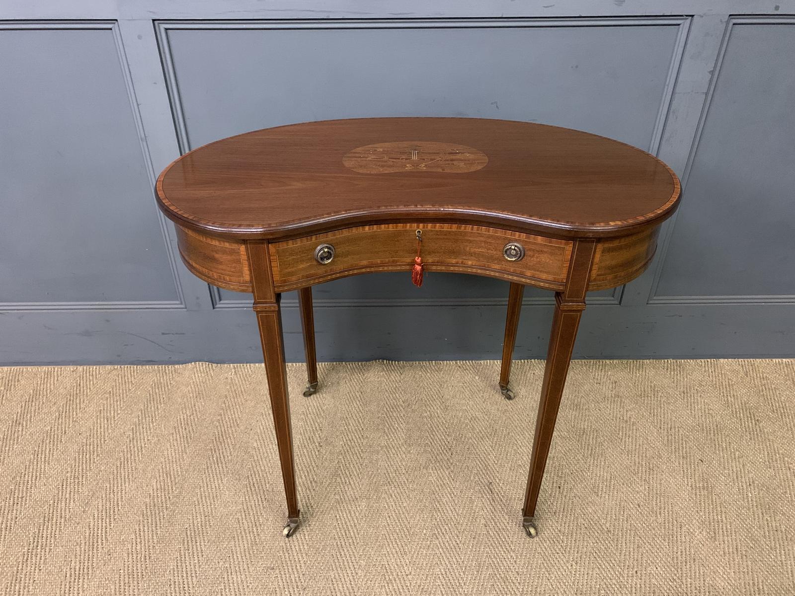 Inlaid Mahogany Kidney Shaped Table (1 of 16)