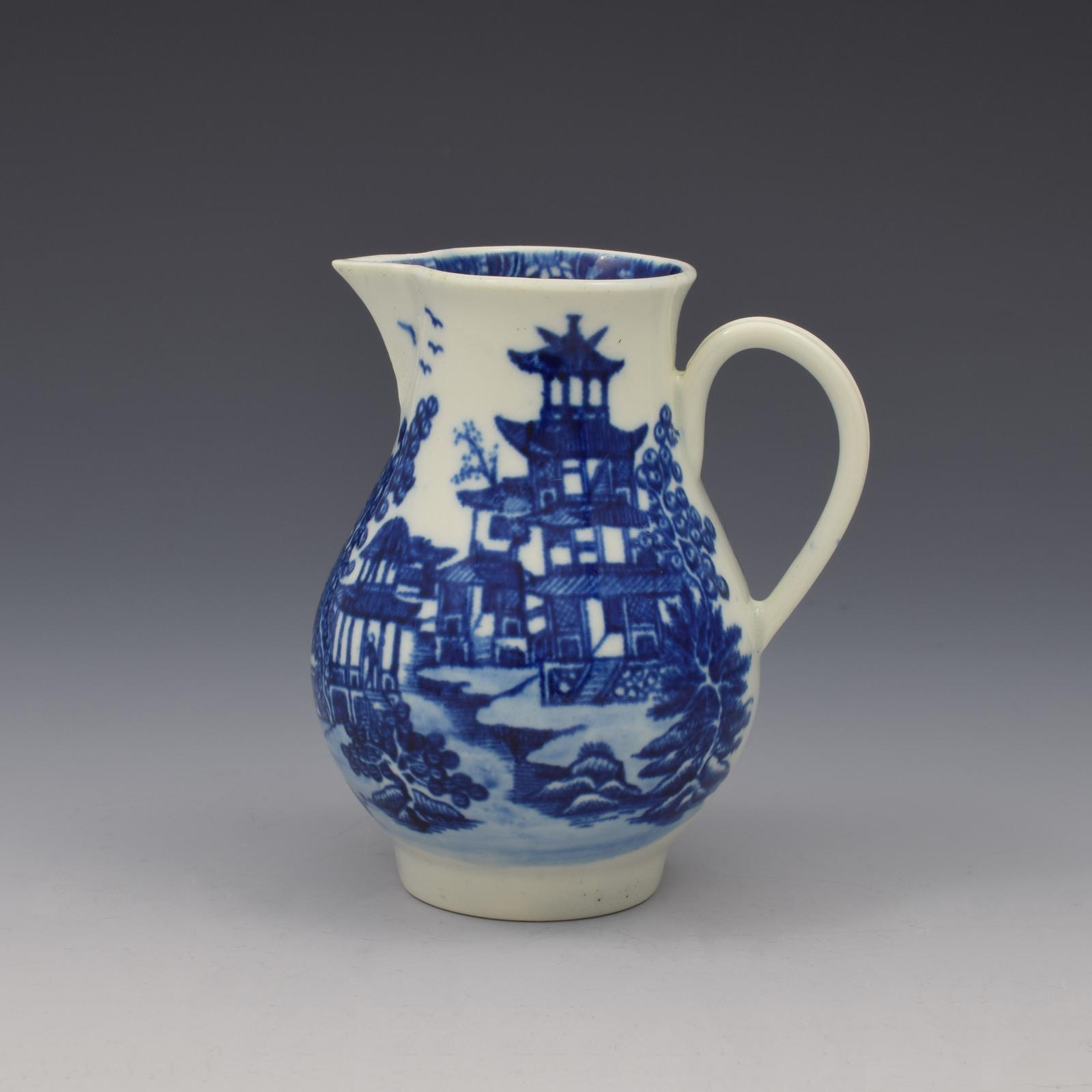 First Period Worcester Porcelain Sparrow Beak Jug Bandstand Pattern c.1780 (1 of 14)