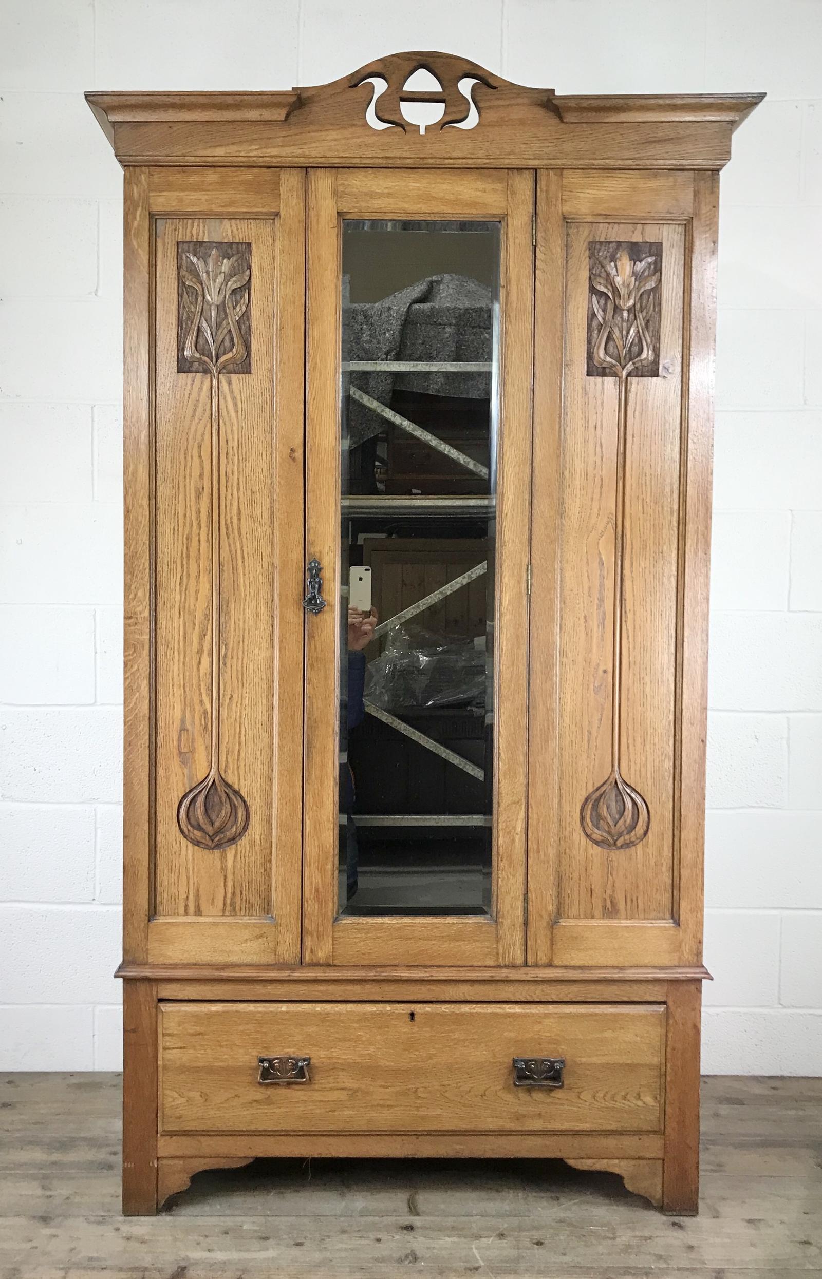 Antique Edwardian Oak Mirror Wardrobe (1 of 10) Antique Edwardian Oak Mirror Wardrobe (1 of 10)