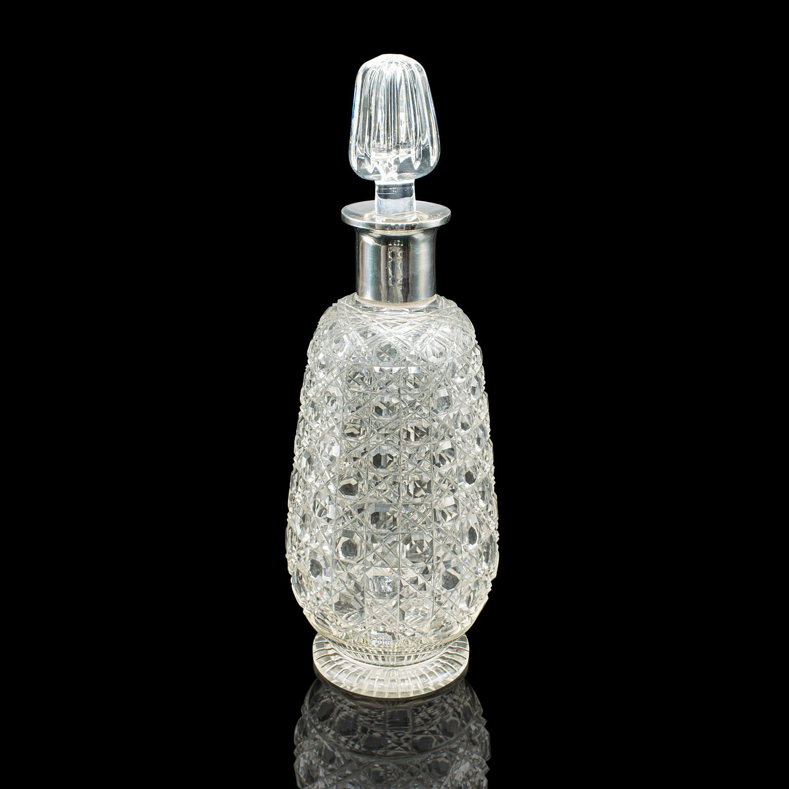 Antique Spirit Decanter, Edwardian, Cut Glass, Hallmarked Silver - English 1903 (1 of 12)