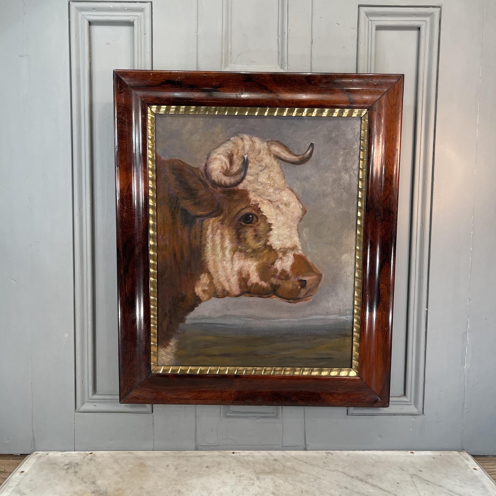 Antique Oil Painting Portrait Study of a Prize Bull (1 of 10)