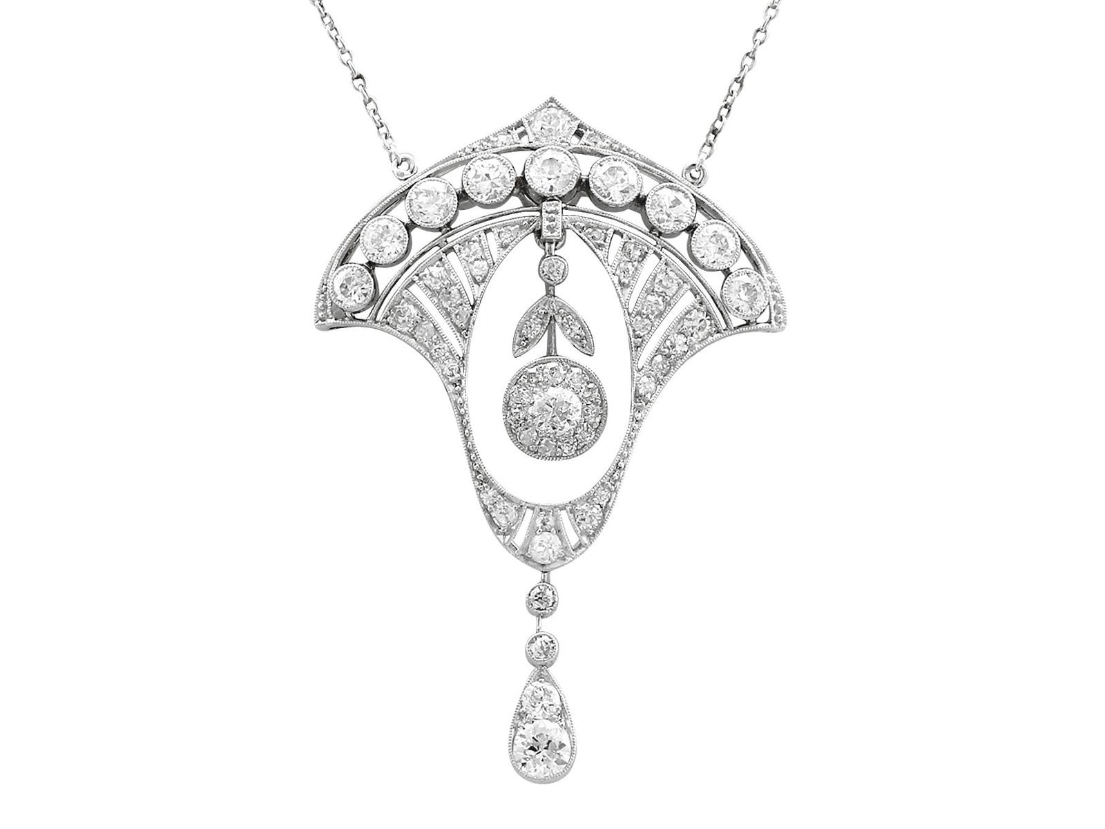 2.86ct Diamond & Platinum Necklace - Art Deco c.1930 (1 of 9)