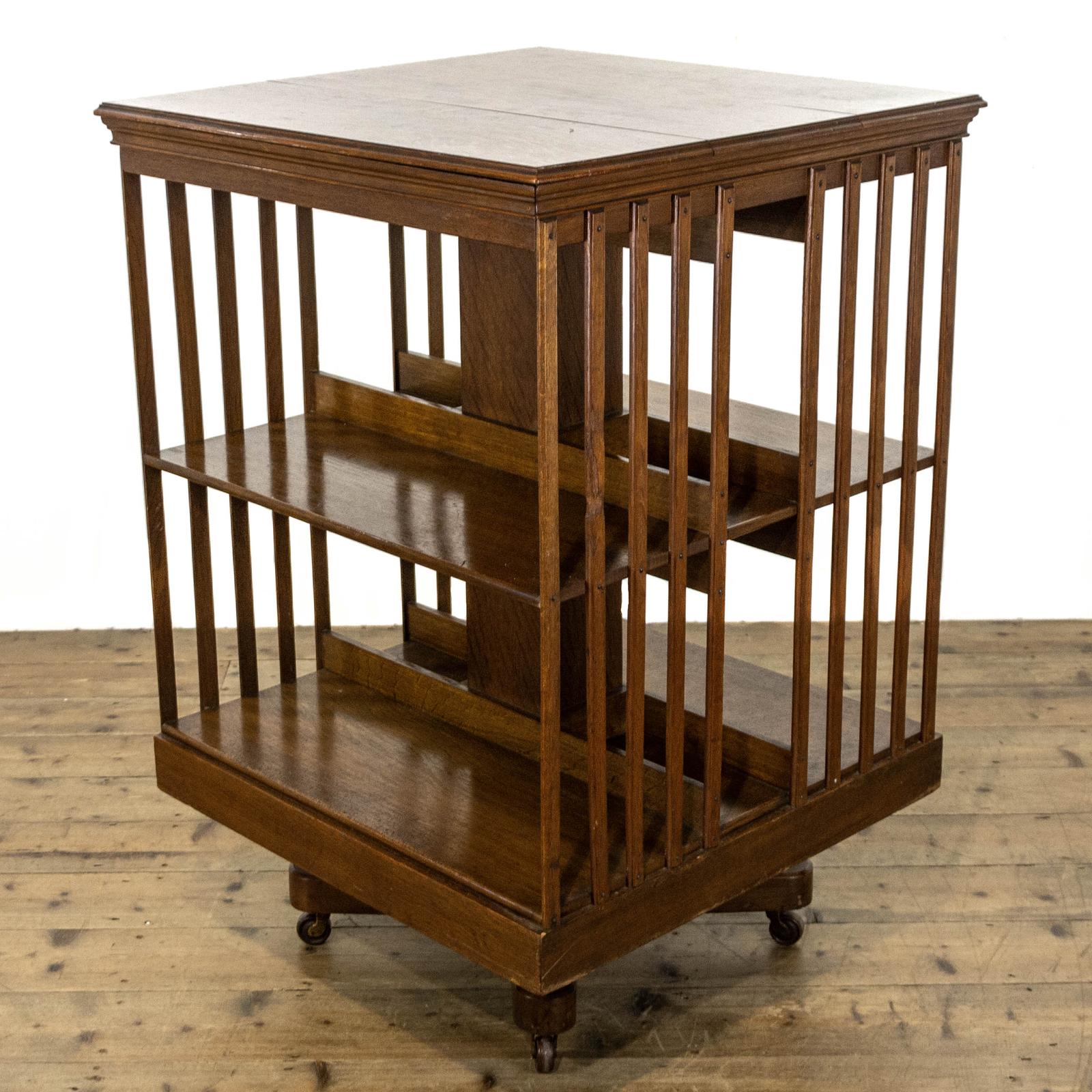 Edwardian Antique Oak Revolving Bookcase (1 of 10)
