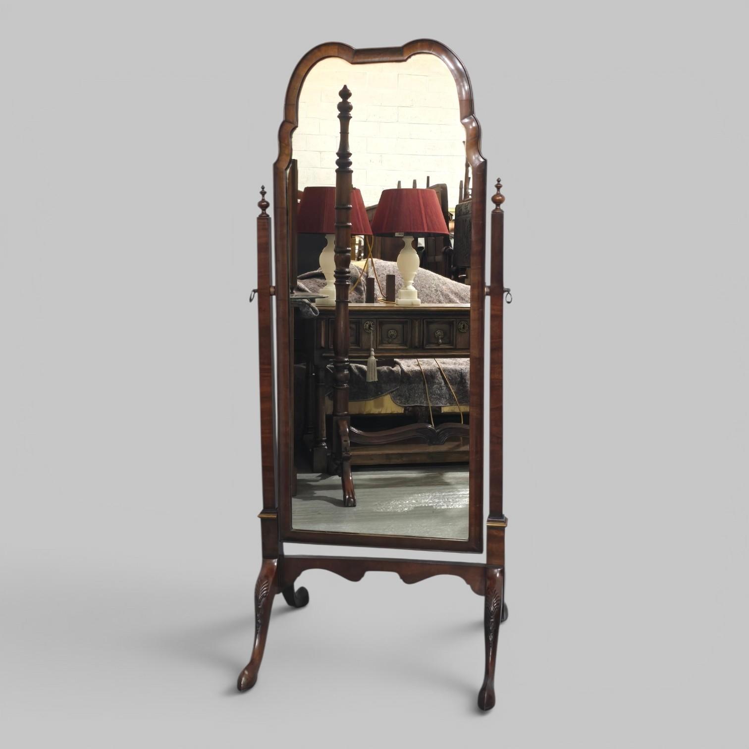 Queen Anne Walnut Cheval Mirror (1 of 11) Queen Anne Walnut Cheval Mirror (1 of 11)