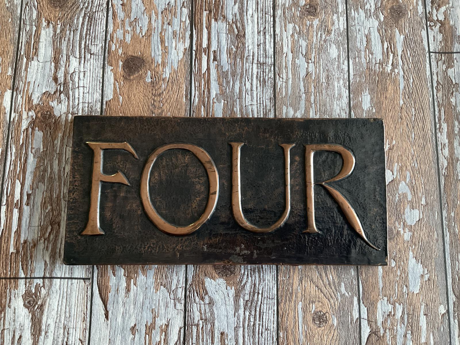 Arts & Crafts Copper House Number “Four” (1 of 11)