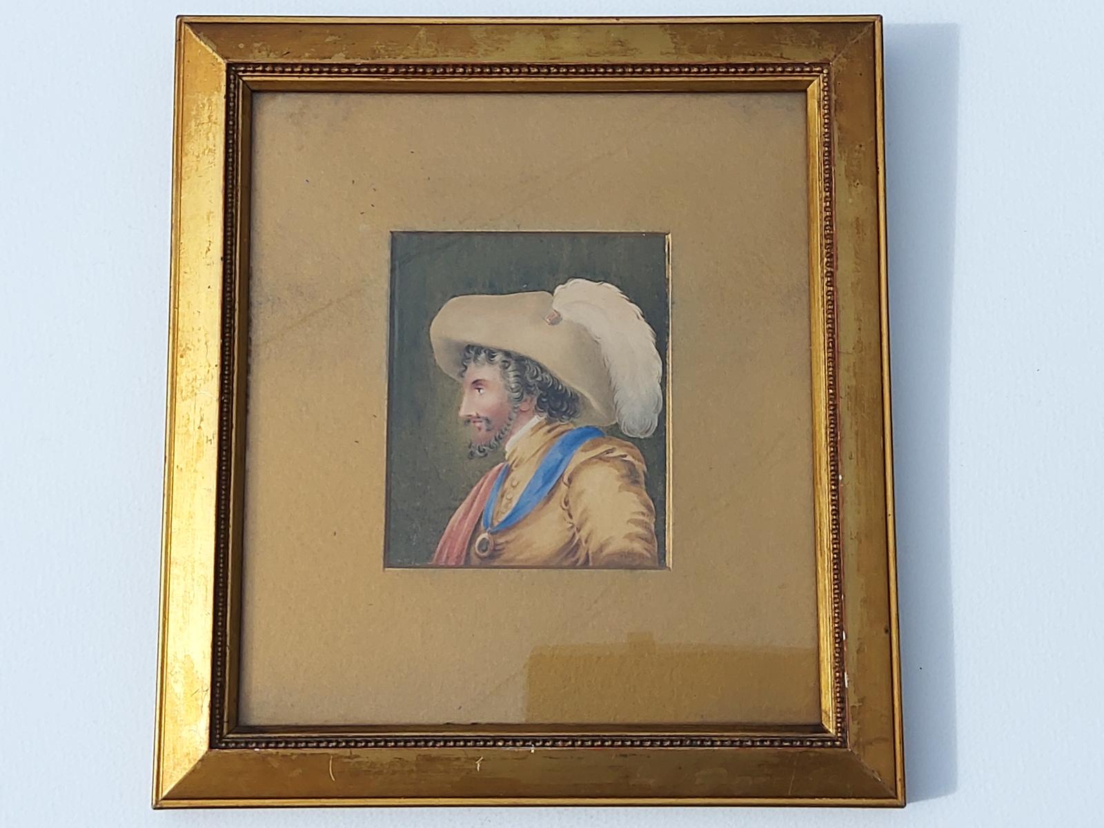 Victorian Water Colour of a Cavalier or Aristocratic Figure (1 of 3)