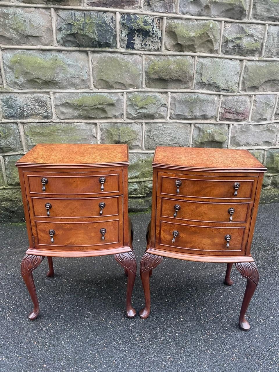 Pair Antique Burr Walnut Bedside Tables (1 of 13) Pair Antique Burr Walnut Bedside Tables (1 of 13)