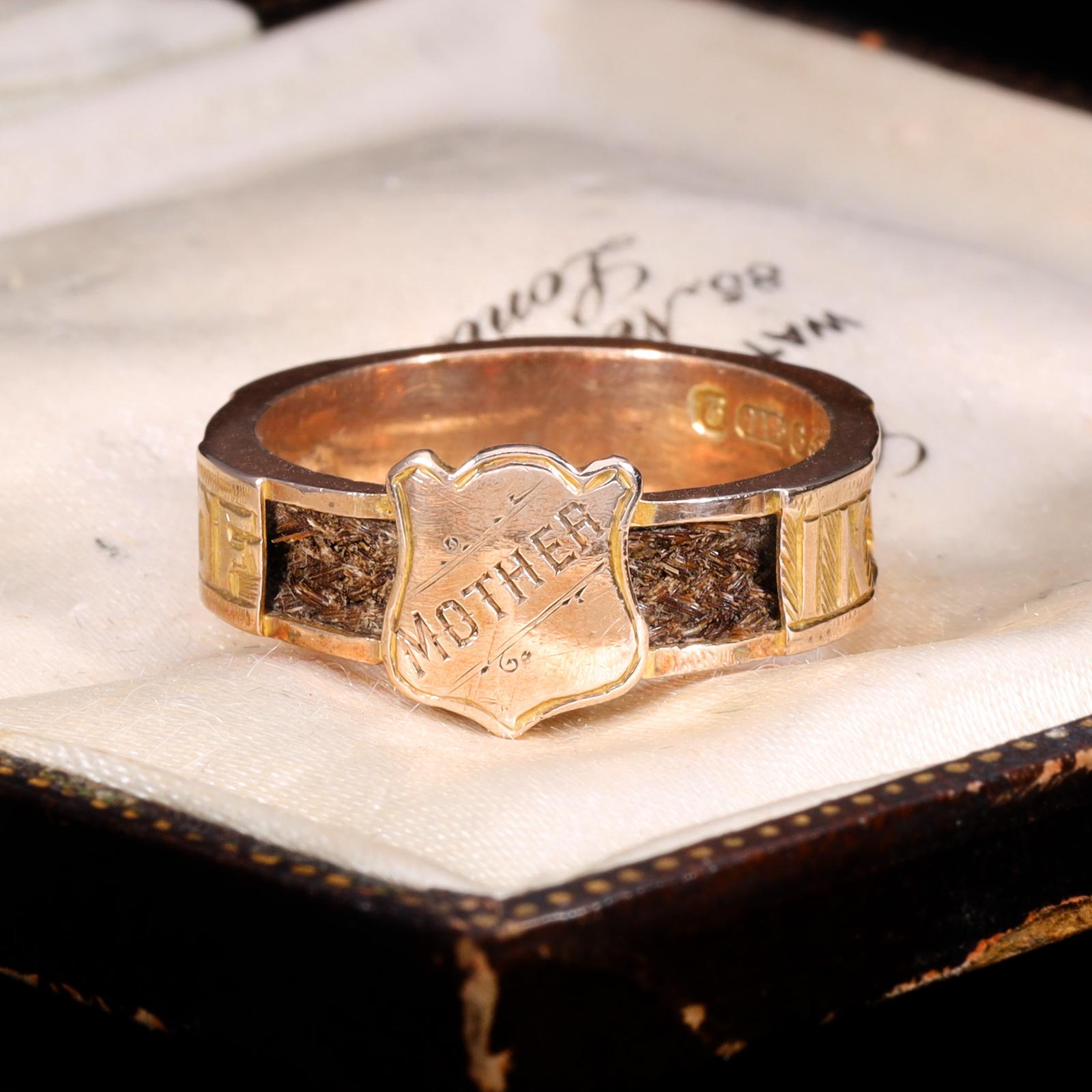 The Antique 1916 'Mother' Hairwork Mourning Ring Regular Price (1 of 8)