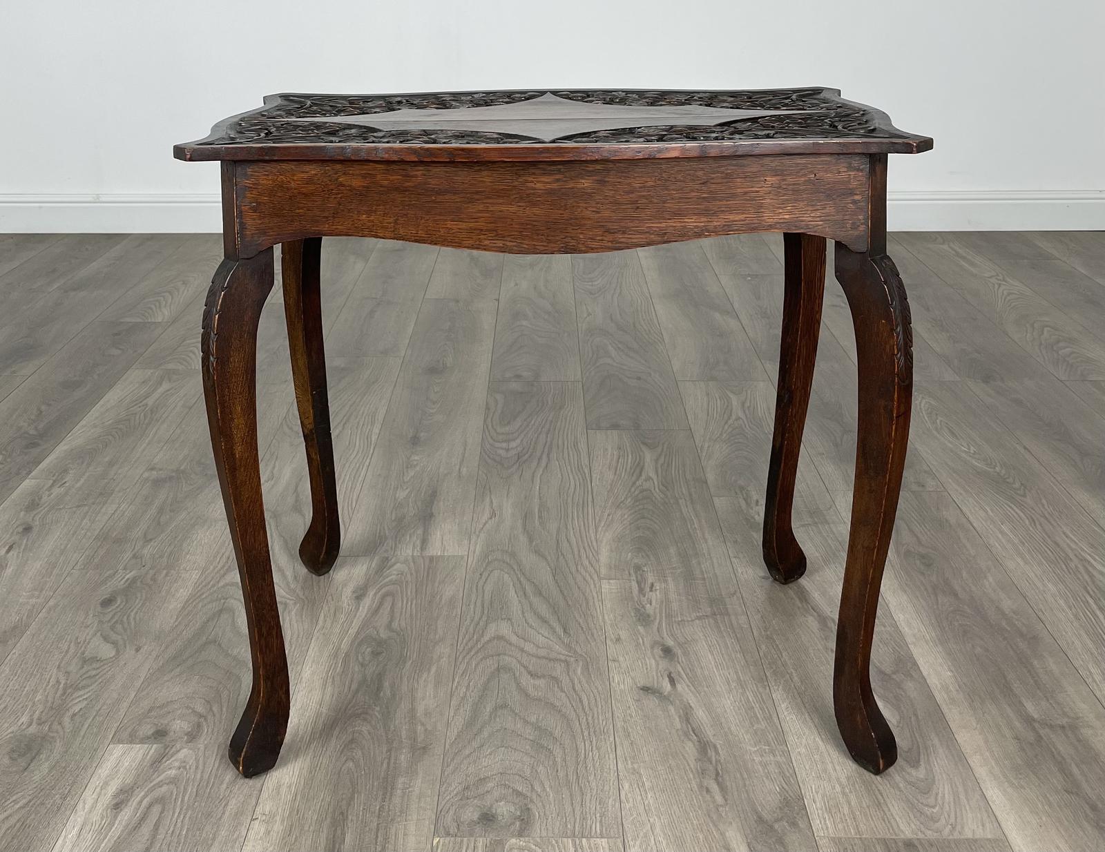 Antique 20th Century Carved Side Table in Oak (1 of 6)
