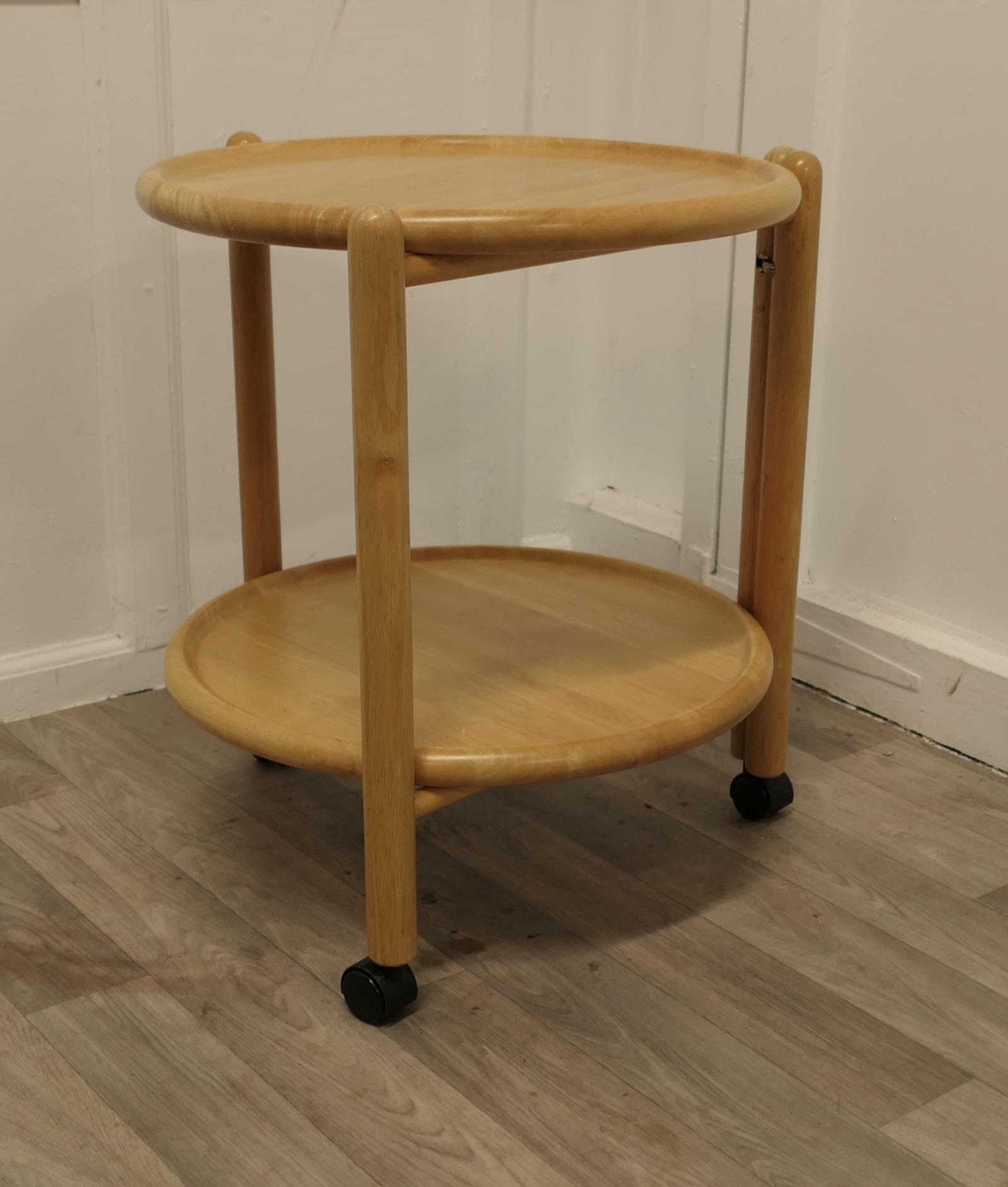 Pine Lazy Susan 2 Tier Mid Century Trolley (1 of 6)