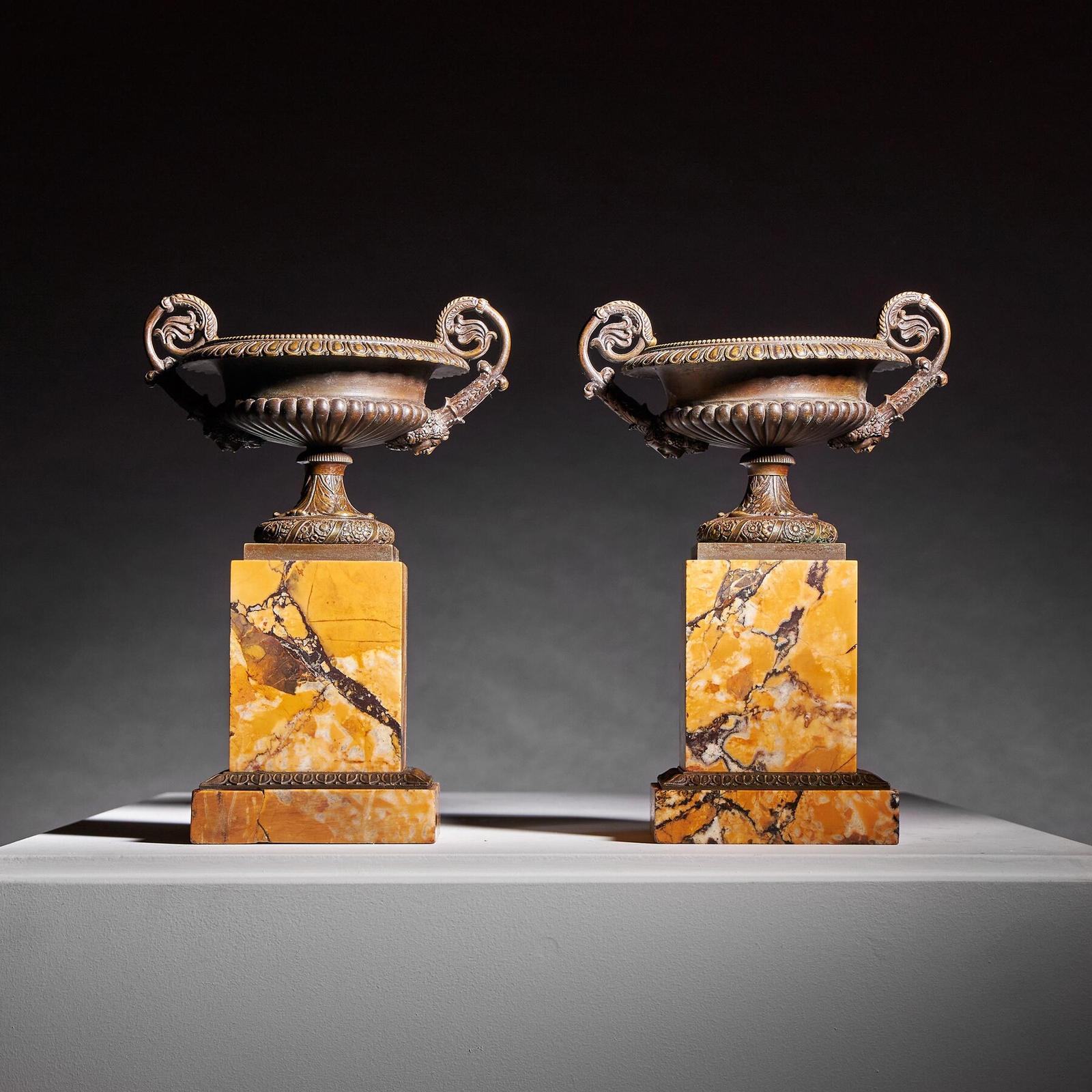 Pair of Early 19th Century French Bronze & Marble Tazzas of Particularly High Quality and Large Size (1 of 9)