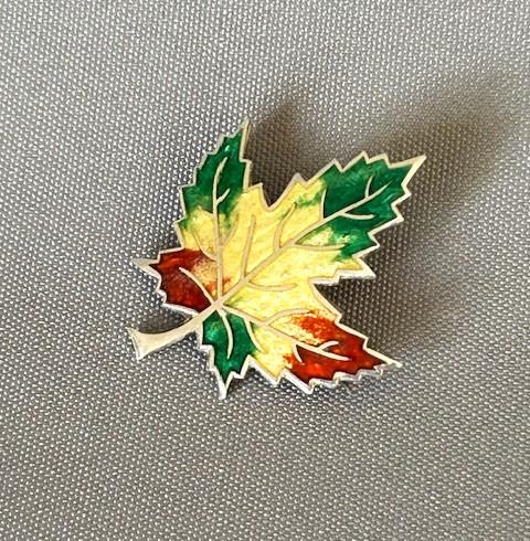 Sterling Silver & Enamel Canadian Maple Leaf Brooch (1 of 6)