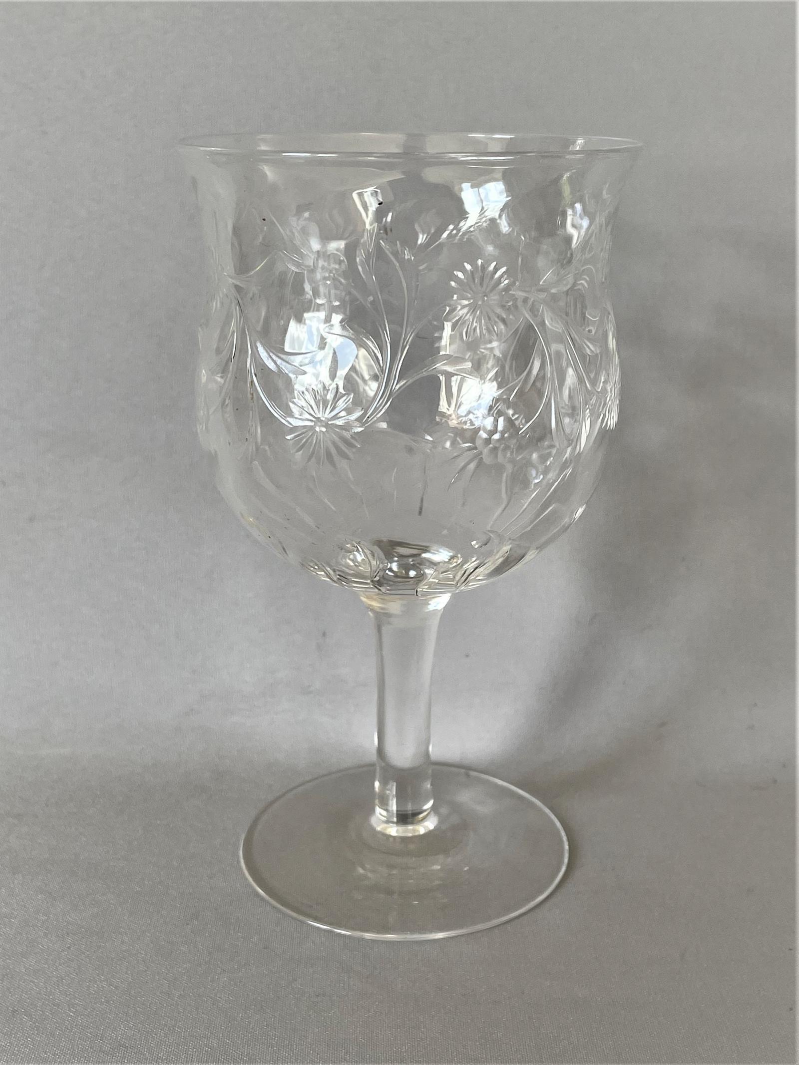 Lovely Stourbridge Rock Crystal Cut Wine Goblet (1 of 4)