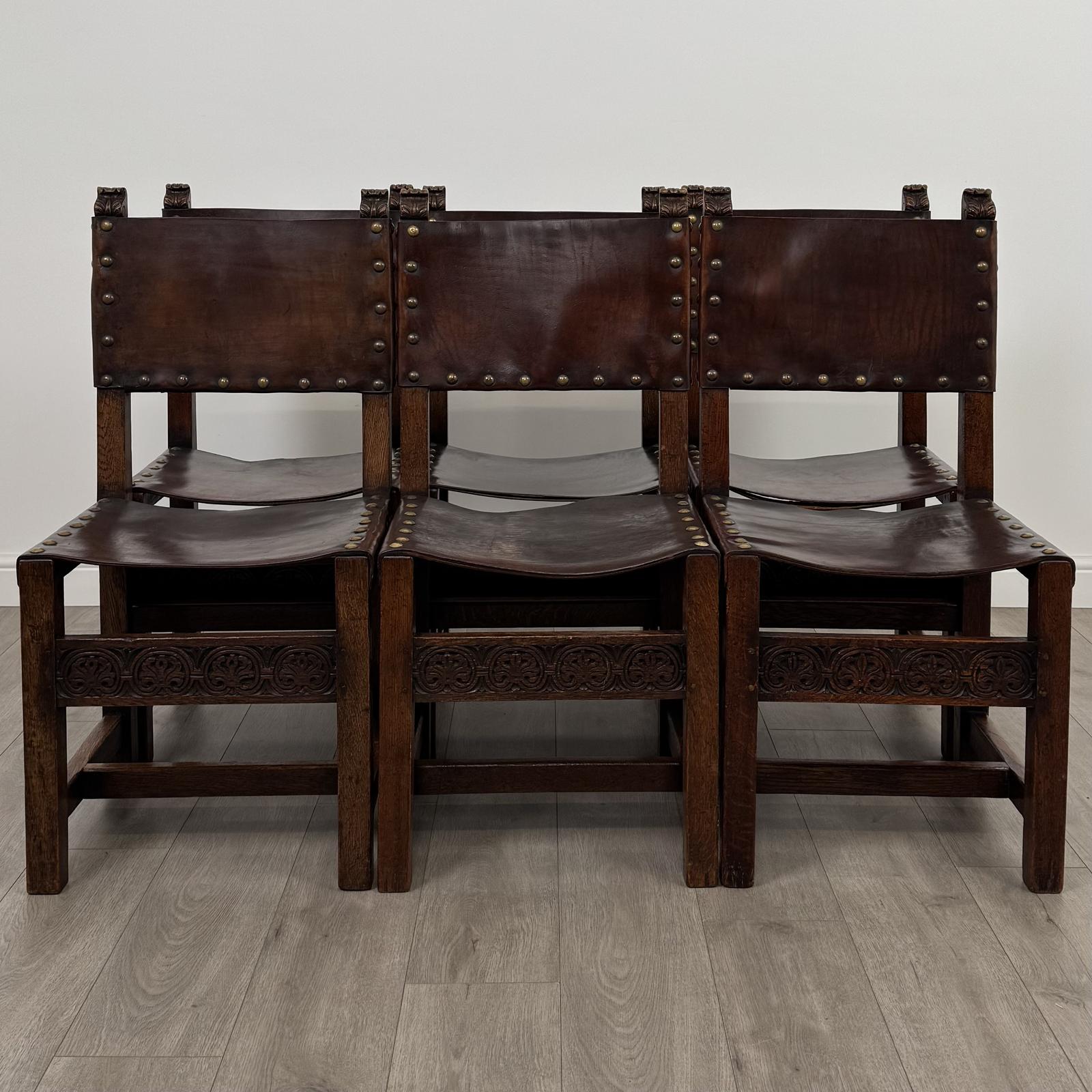 Antique 19th Century Set of 6 Good Quality Oak Dining Chairs (1 of 11)