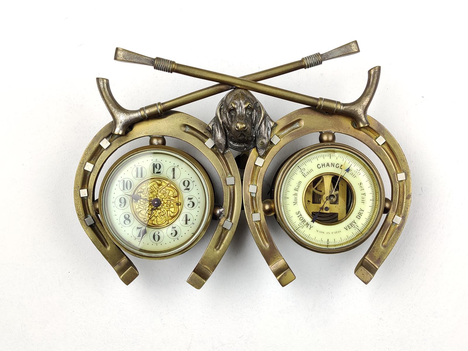 French Combination Clock & Aneroid Barometer (1 of 4)