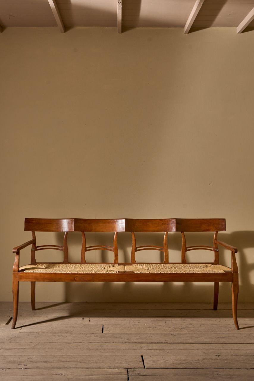 19th Century Cherrywood and Rush Seated Hall Bench (1 of 9) 19th Century Cherrywood and Rush Seated Hall Bench (1 of 9)