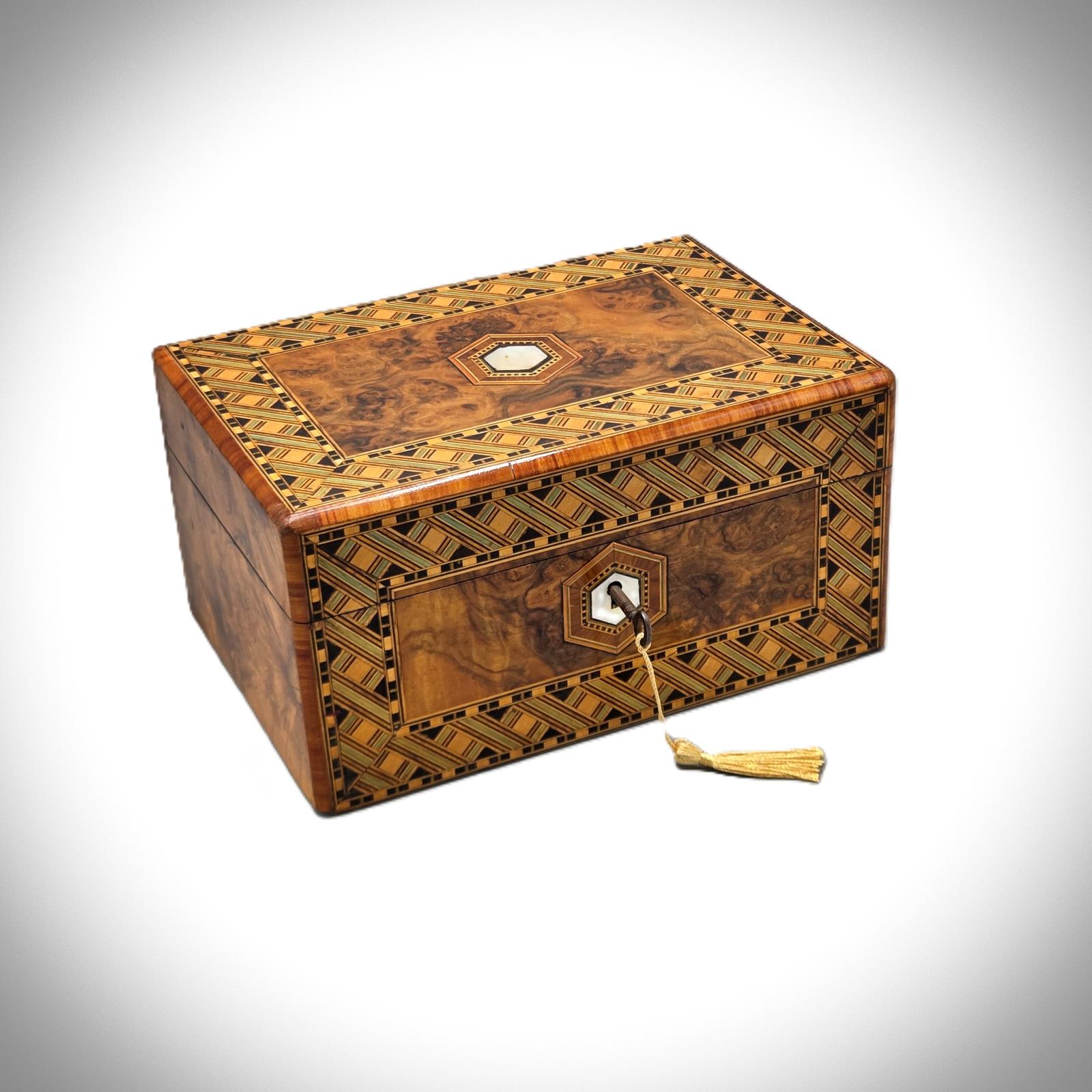 Victorian Burr Walnut & Inlaid Jewellery Box (1 of 8)
