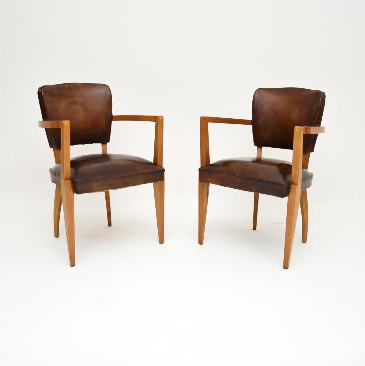 Pair of French Art Deco Leather Bridge Chairs (1 of 9)