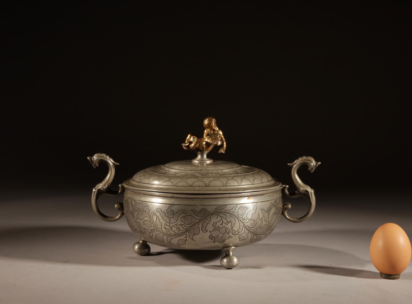 Very Rare Pewter & Brass Birthing Bowl 18th Century (1 of 13) Very Rare Pewter & Brass Birthing Bowl 18th Century (1 of 13)