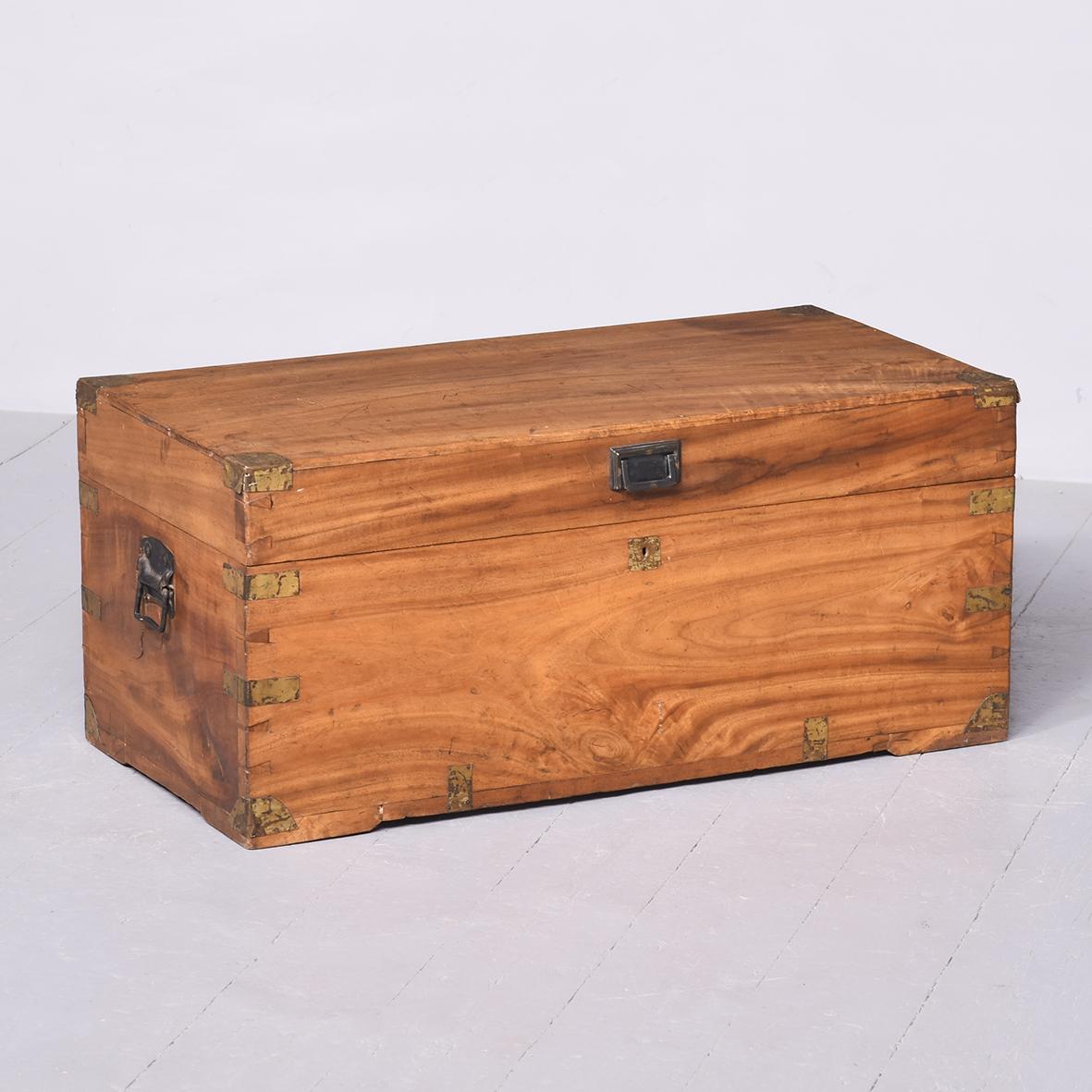 Victorian Solid Camphor Wood Military Officer’s Brass-bound Campaign Trunk (1 of 8)