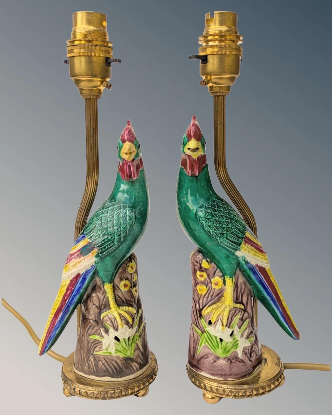 Pair of Porcelain Lamps Asiatic Pheasants (1 of 8)