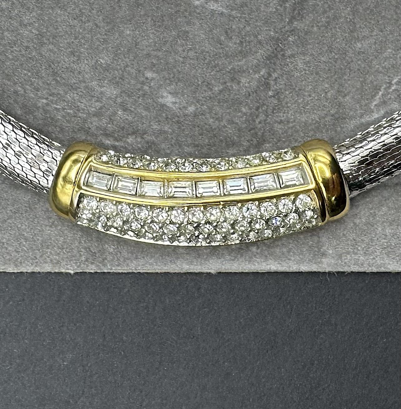 1980s Christian Dior Silver & Gold Tone Necklace with Pouch (1 of 5)