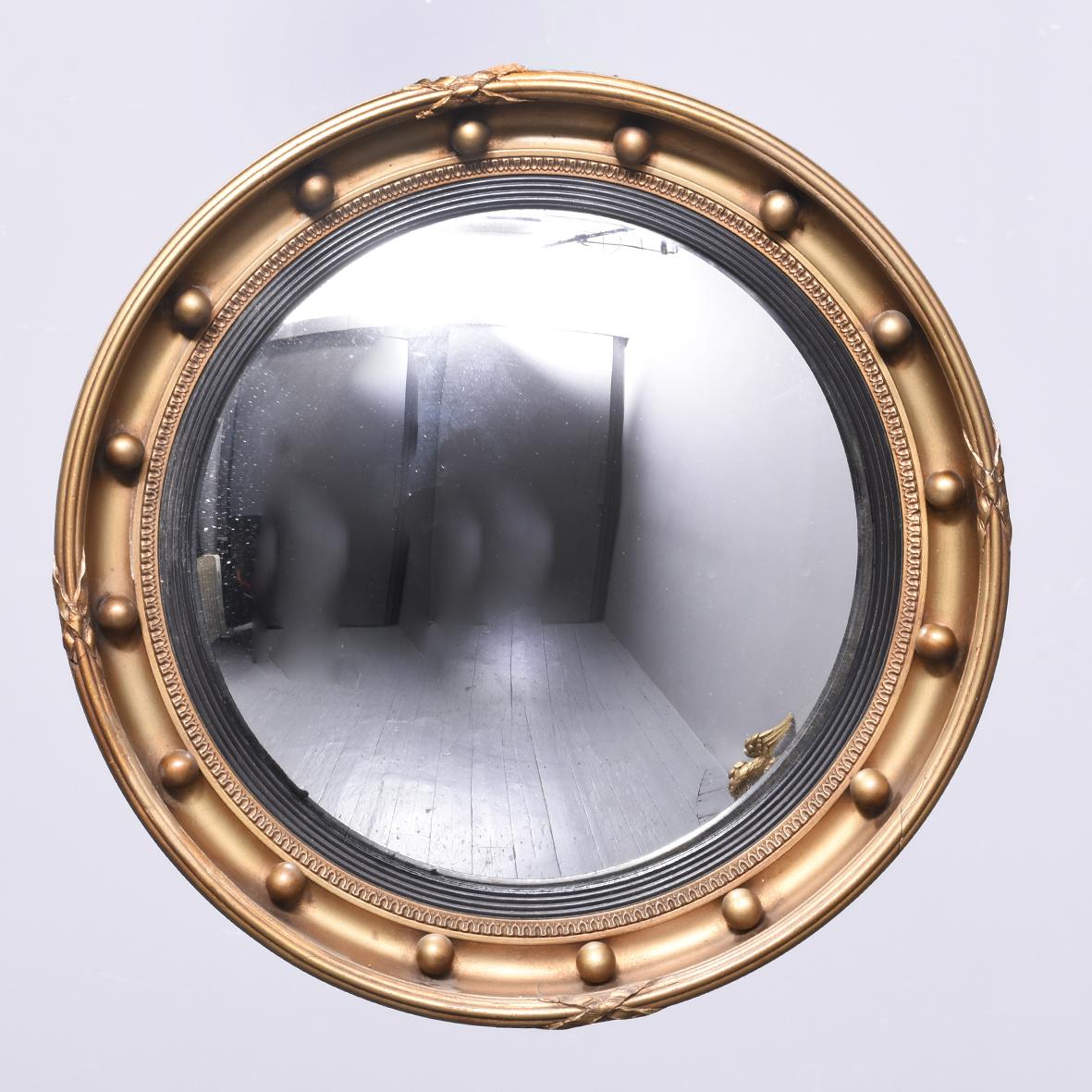Regency Style Giltwood Circular Convex Mirror (1 of 4) Regency Style Giltwood Circular Convex Mirror (1 of 4)
