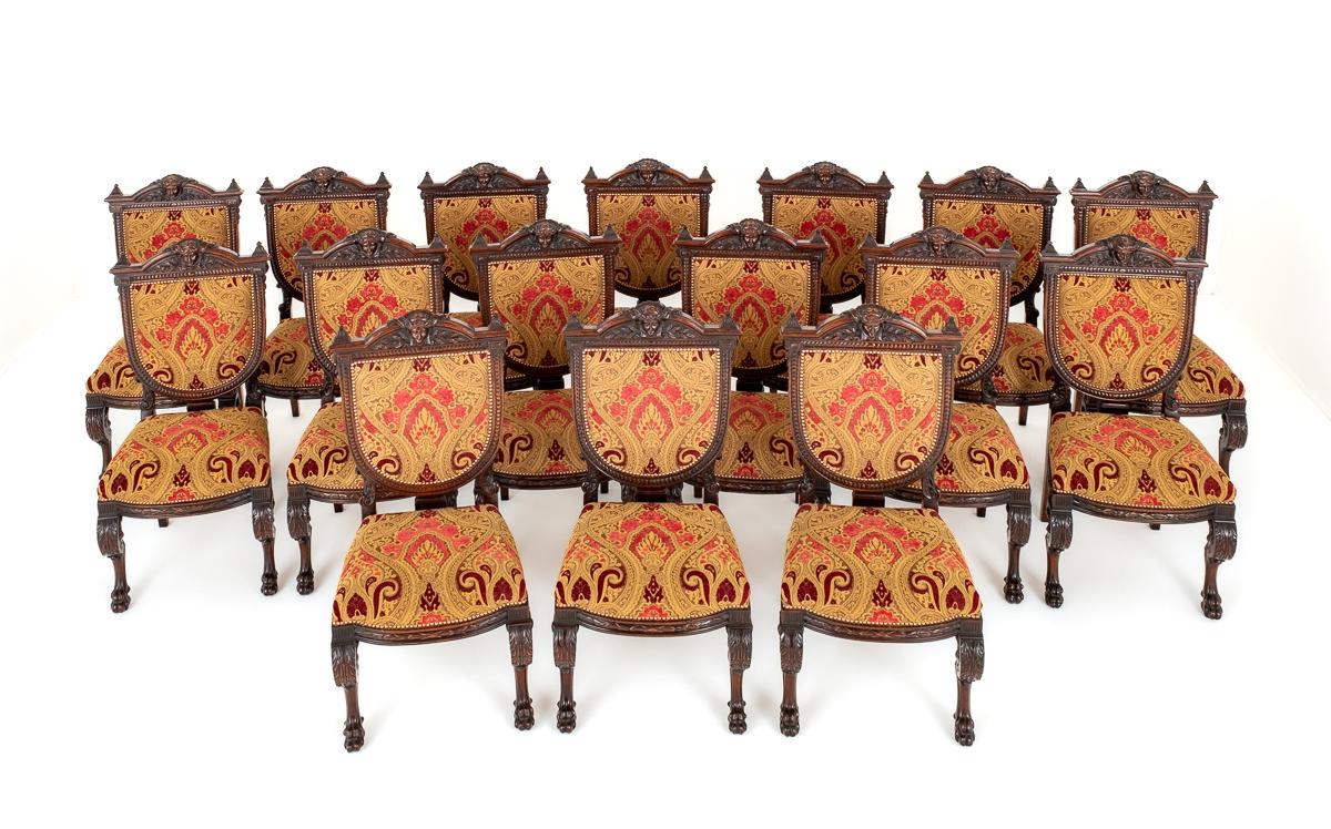 Amazing Set of 16 Mahogany Renaissance Style Dining Chairs (1 of 13)