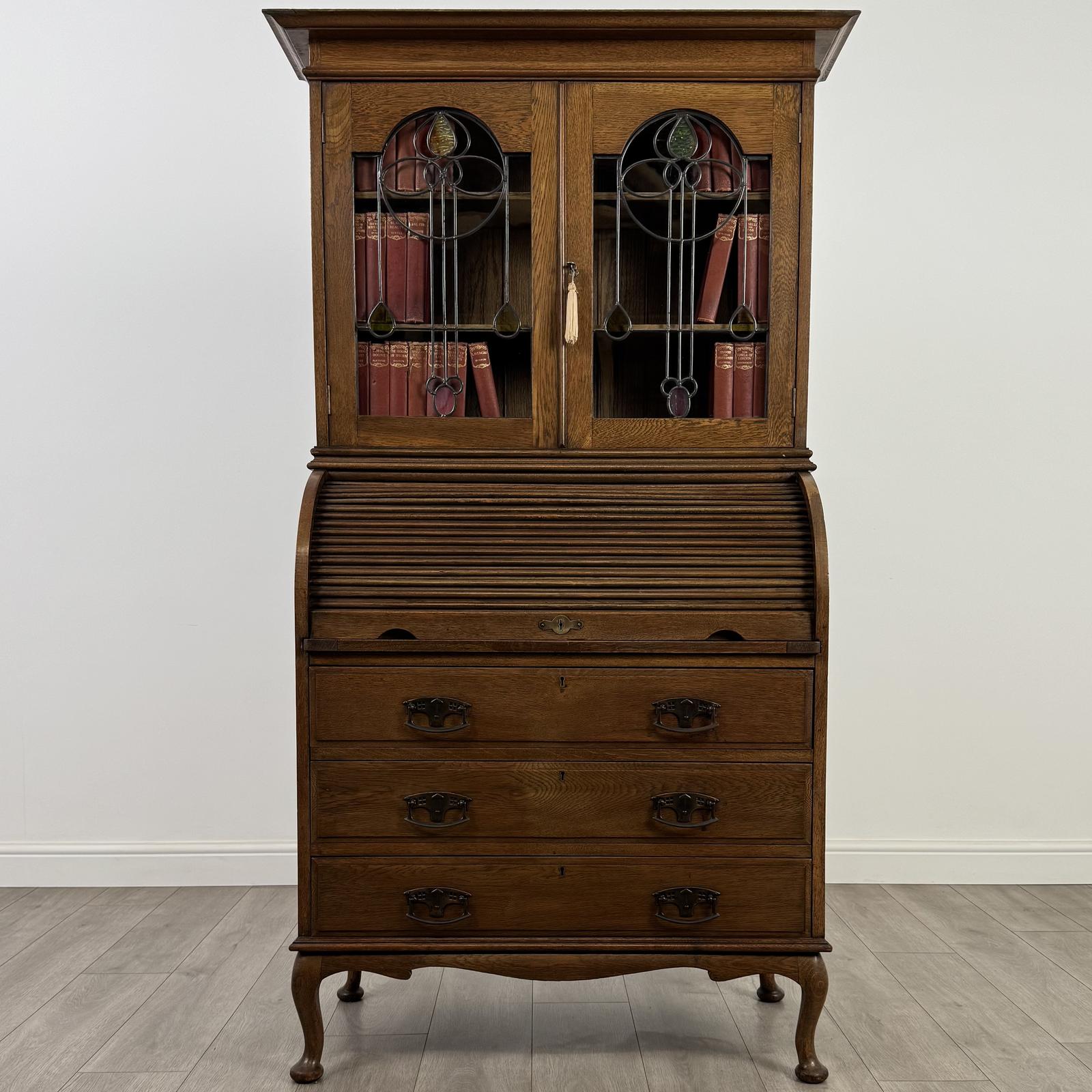 Antique 20th Century Arts & Crafts Bureau Bookcase in Oak (1 of 14)