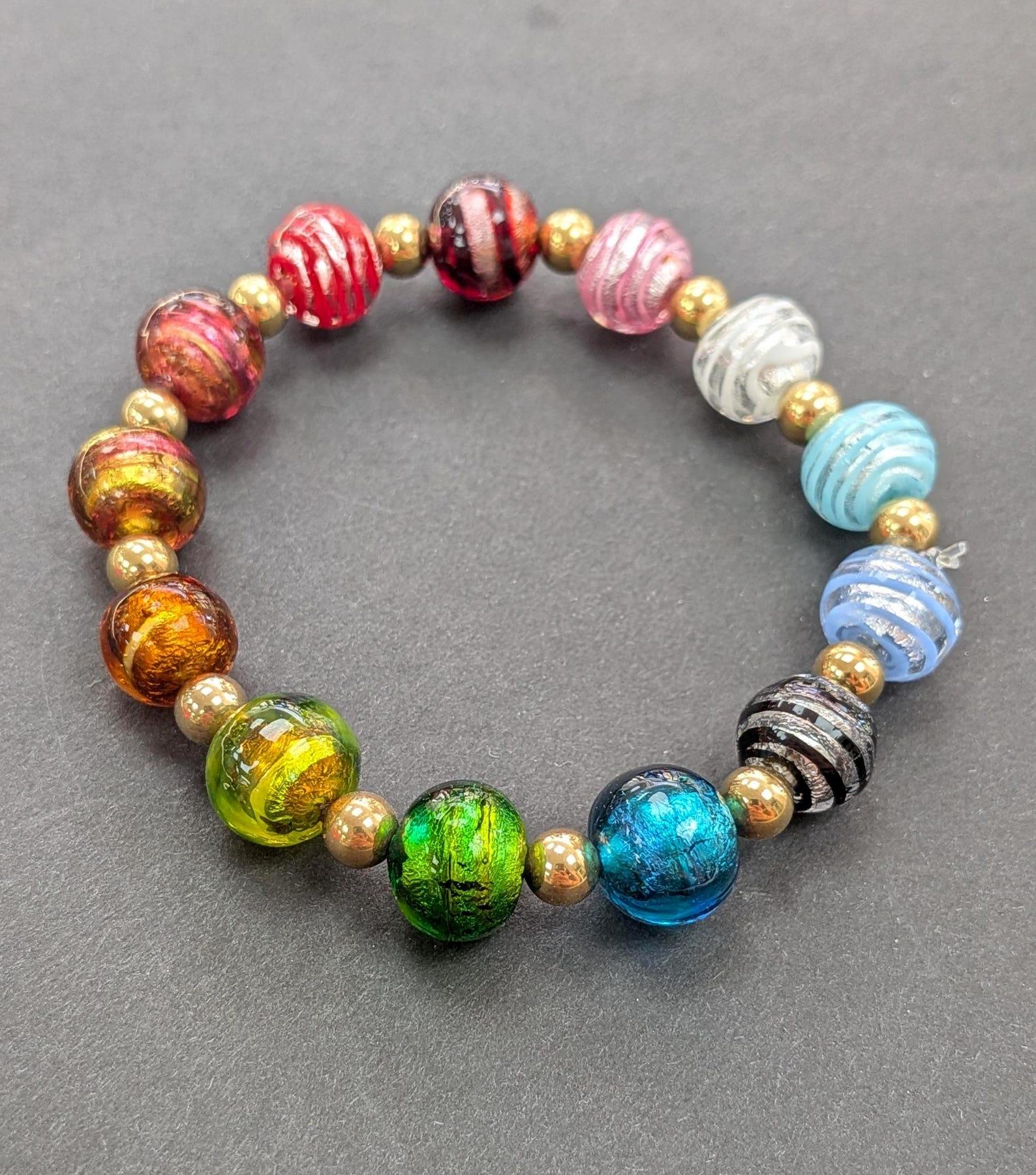 9ct Gold Murano Glass Bead Bracelet (1 of 8) 9ct Gold Murano Glass Bead Bracelet (1 of 8)