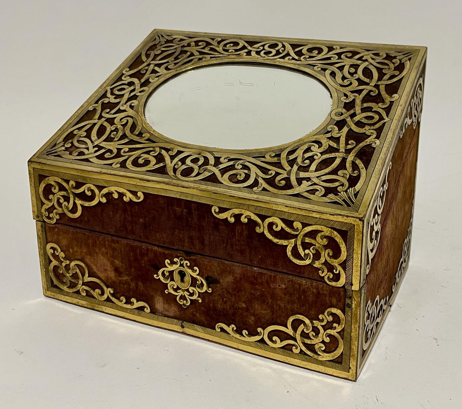 Victorian Gilt Brass and Velvet Stationery Box (1 of 16)