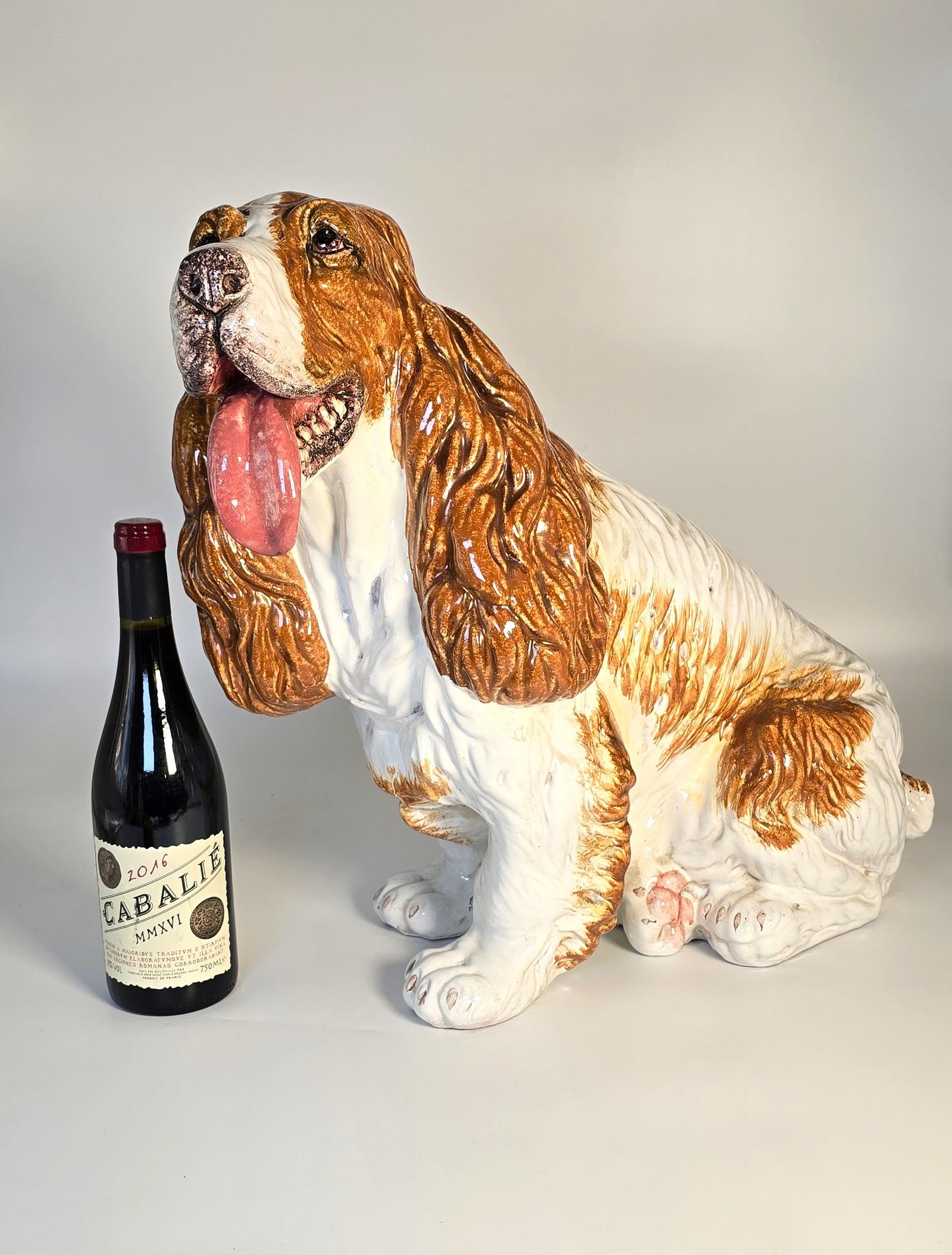 Vintage Italian Terracotta Spaniel Gun Dog , Life Size (1 of 14)