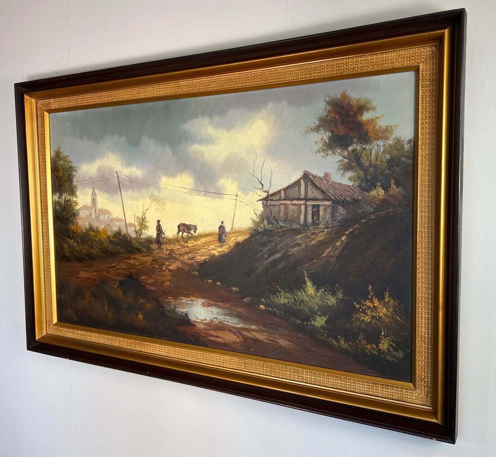 Oil Painting Vintage Framed Landscape Scene Signed Artwork Large (1 of 10) Oil Painting Vintage Framed Landscape Scene Signed Artwork Large (1 of 10)