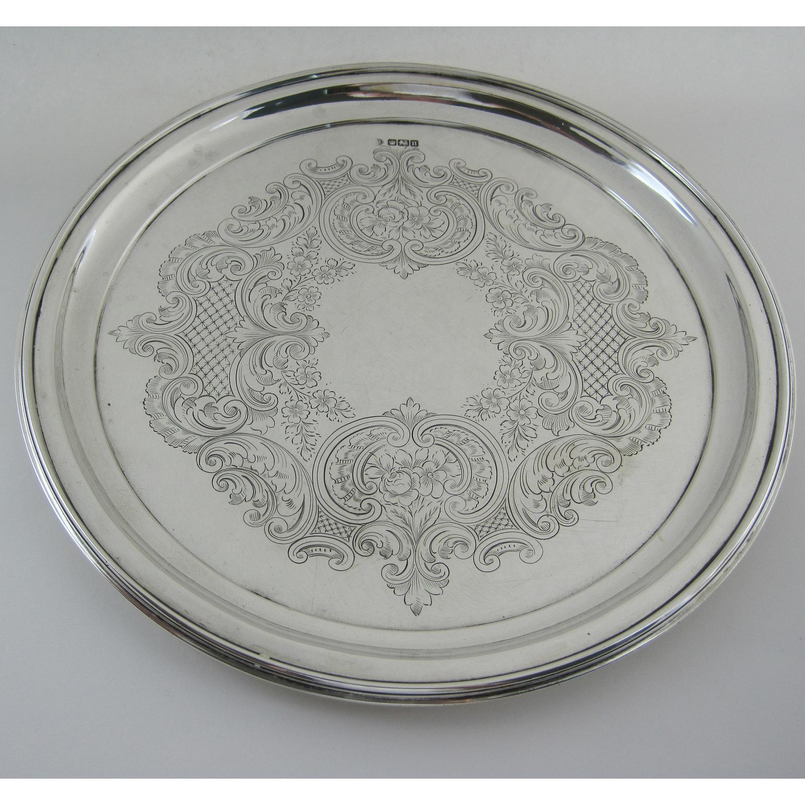 Decorative Edwardian John Round Embossed Silver 10” Salver (1 of 5) Decorative Edwardian John Round Embossed Silver 10” Salver (1 of 5)