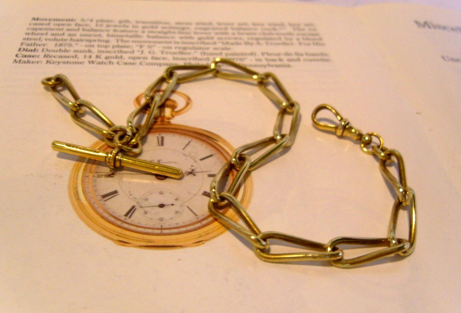 Pocket Watch Chain Victorian Large Brass Fancy Albert 1890s Antique 24.7 Grams (1 of 12)