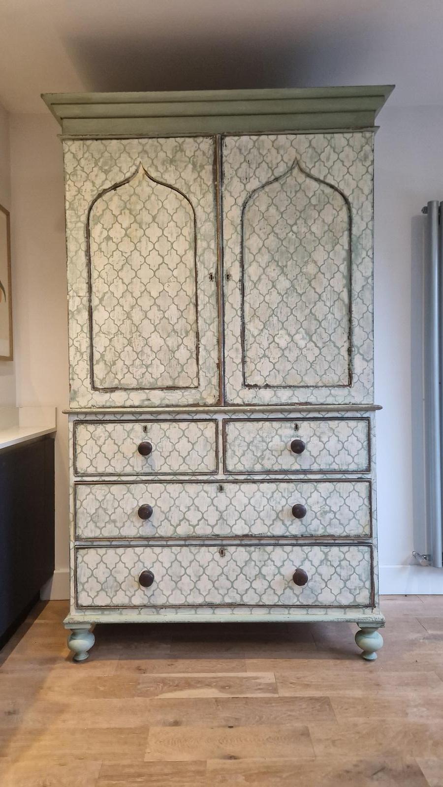 Victorian Linen Press with Morroccan Paintwork (1 of 7) Victorian Linen Press with Morroccan Paintwork (1 of 7)