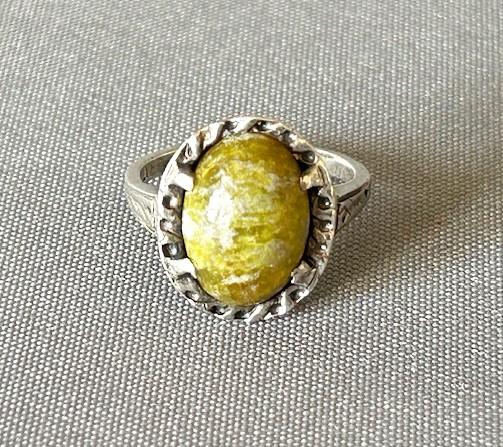 Art Deco Silver & Connemara Marble Ring (1 of 4)
