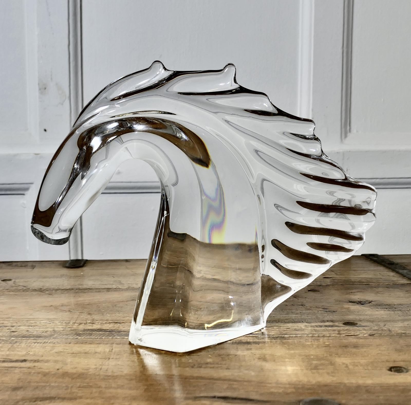 Elegant Crystal Head of a Horse Signed by Daum of Nancy France (1 of 8)