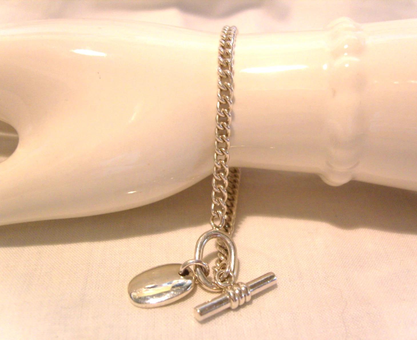 Bracelet Silver 925 Slider Vintage 1970s with T Bar 7 1/2" Length 10.7 Grams (1 of 11)