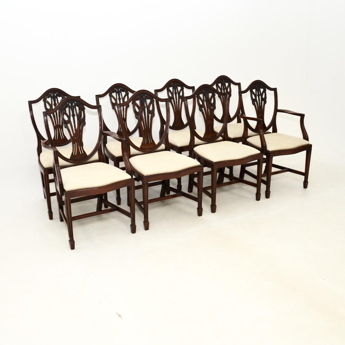 Set of Eight Antique Mahogany Shield Back Dining Chairs (1 of 12)