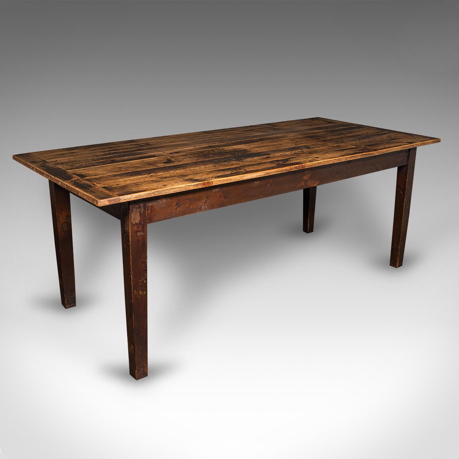 Antique 6 Seater Country House Dining Table, English, Pine, Kitchen, Victorian (1 of 10)